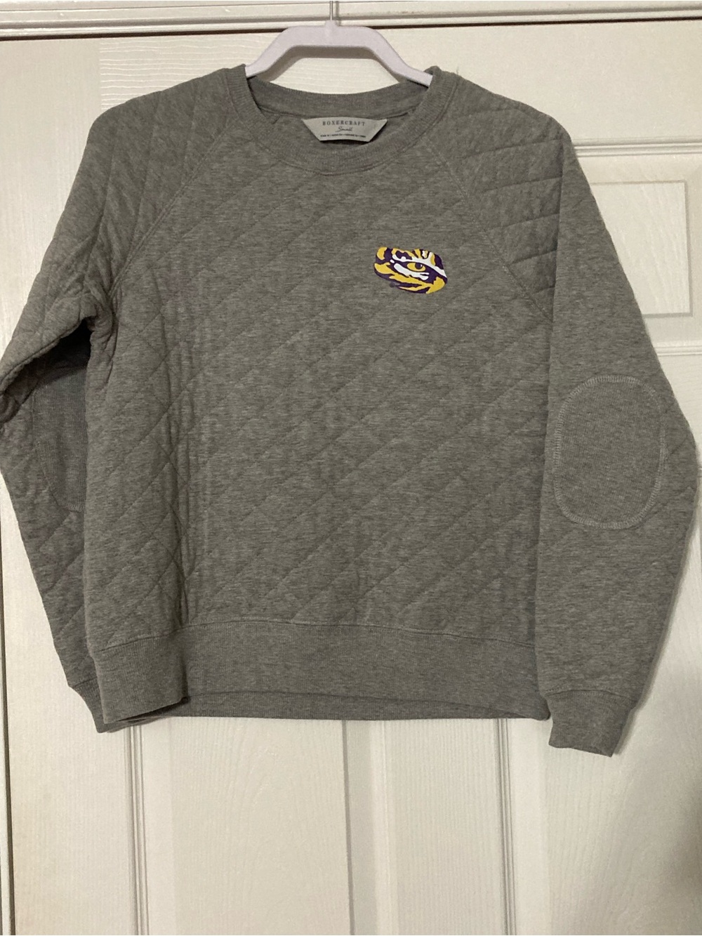 boxercraft Quilted Grey LSU Crewneck - size Small